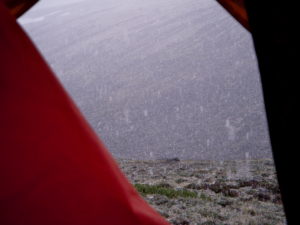 It snowed the day after our tent blew over!